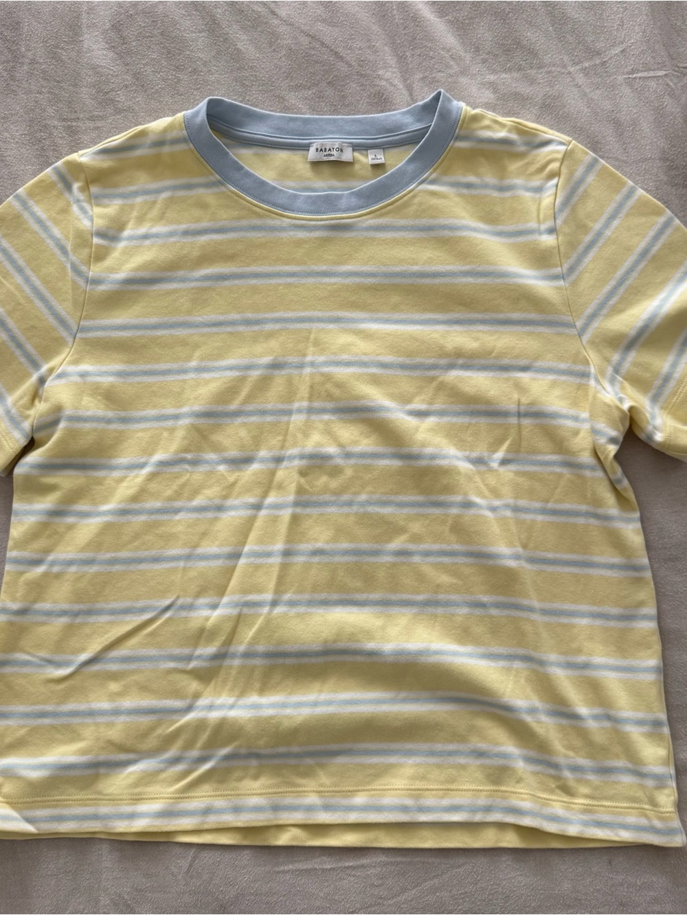 Aritzia Yellow and Light Blue Striped Tee